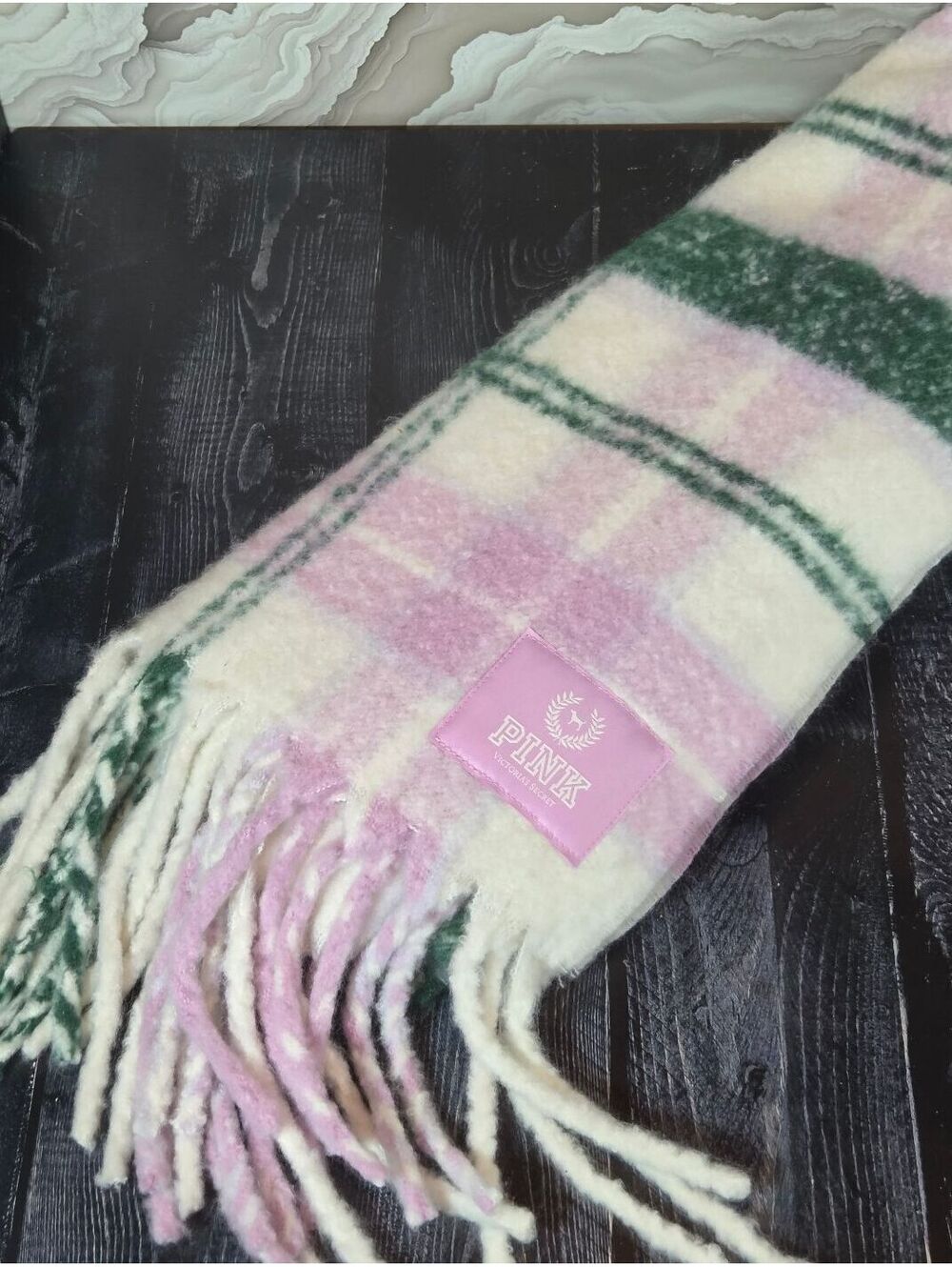 Victoria’s Secret PINK Oversized Plaid Scarf Hushed Lilac Green NWT OS